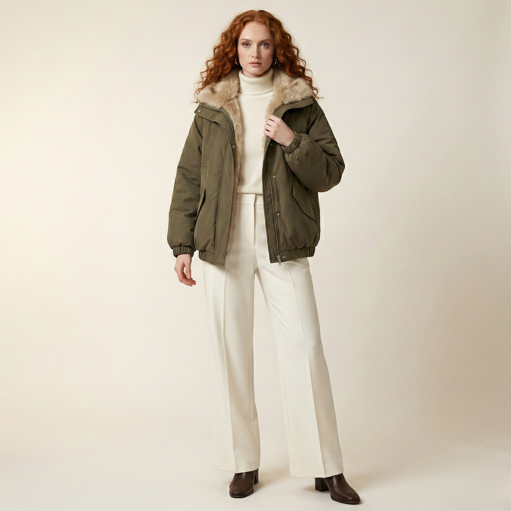 Nebula Veil Fur Bomber Jacket