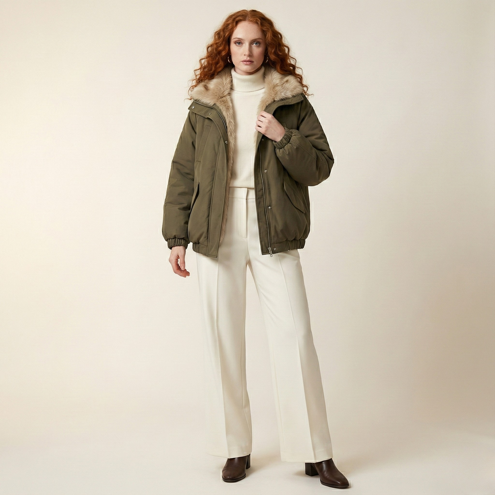 Nebula Veil Fur Bomber Jacket