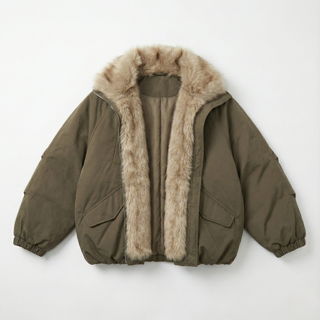 Nebula Veil Fur Bomber Jacket