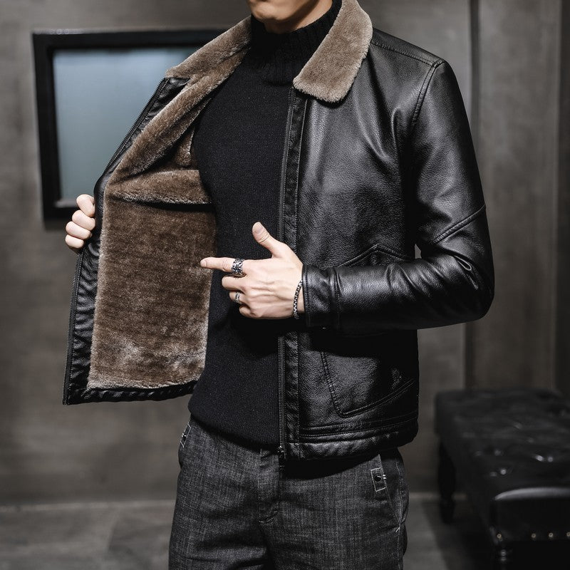 Virtuoso Fur Collared Leather Jacket