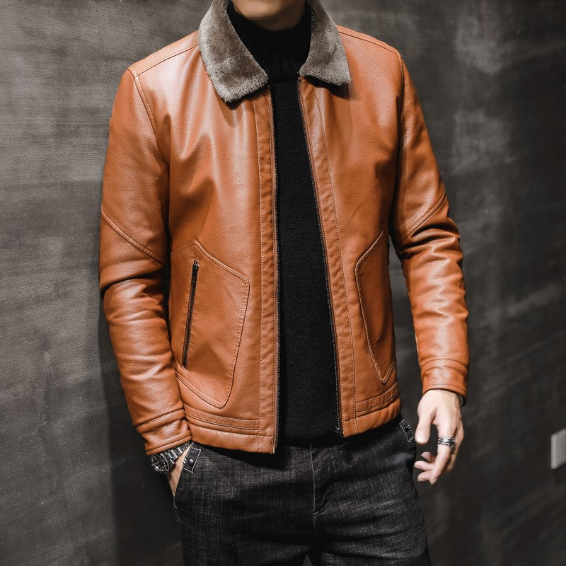 Virtuoso Fur Collared Leather Jacket
