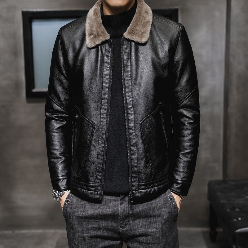 Virtuoso Fur Collared Leather Jacket