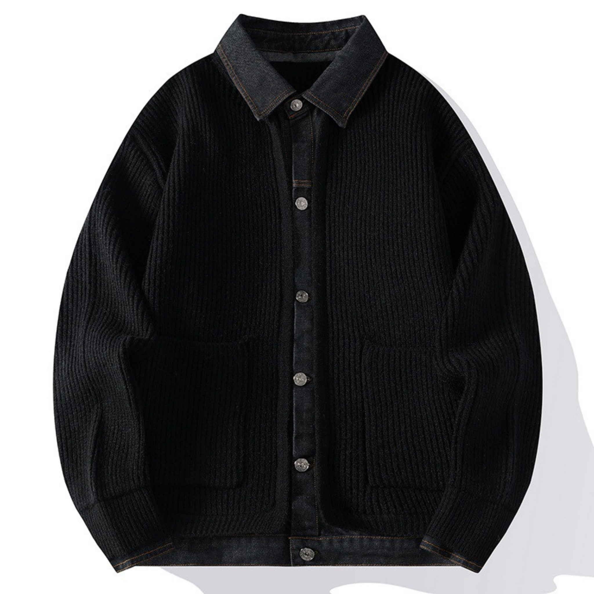 Atelier Denim Collared Wool Cardigan