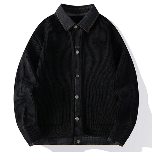 Atelier Denim Collared Wool Cardigan
