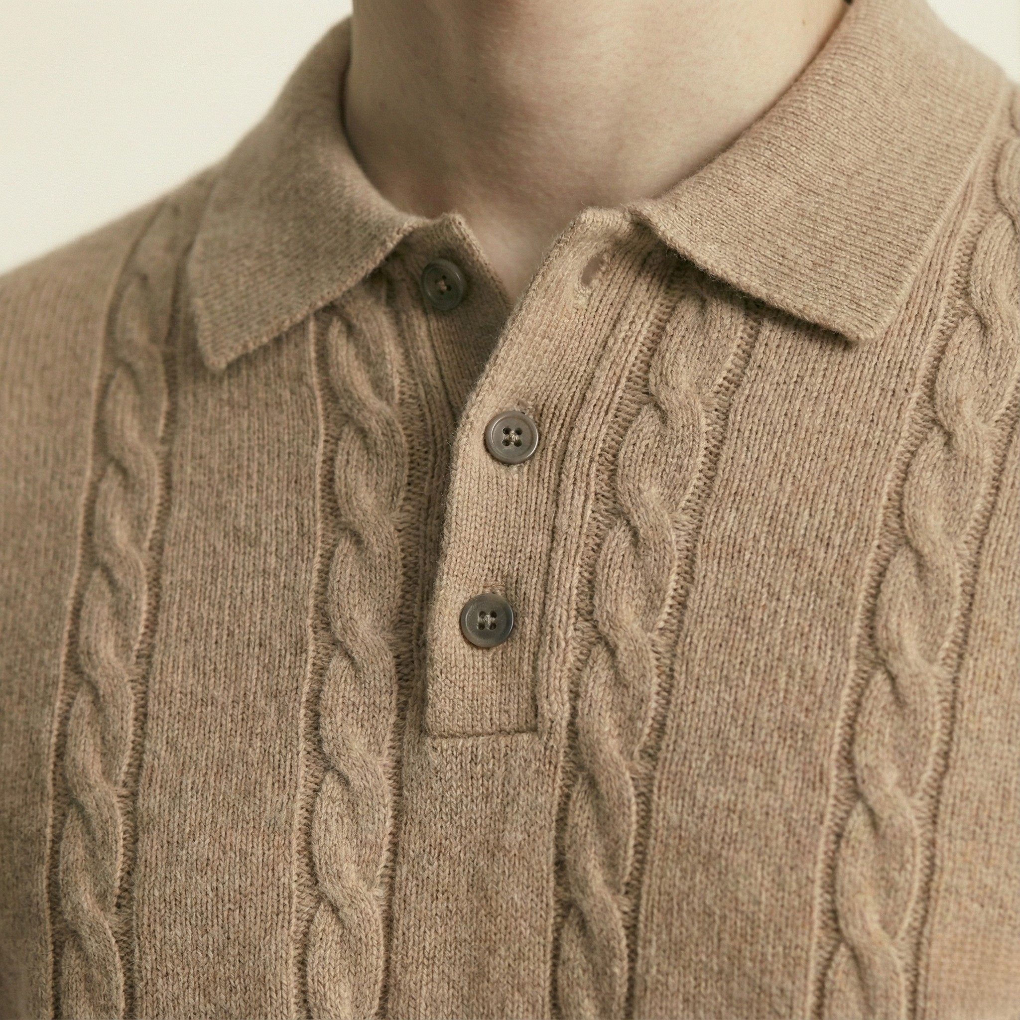 Heritage Cable Knitted Long Sleeve Polo