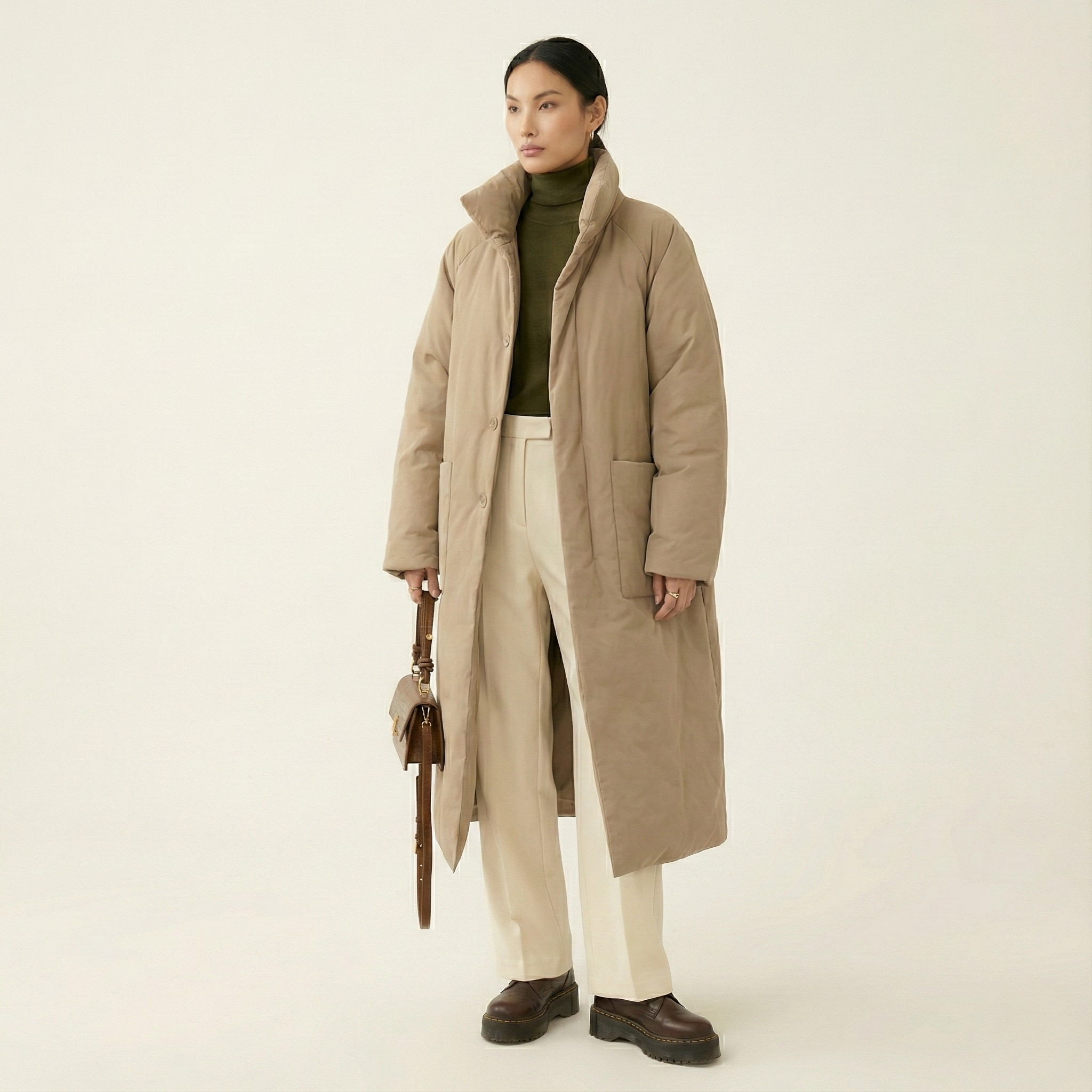 Camel Cloud Fortress Long Puffer Coat