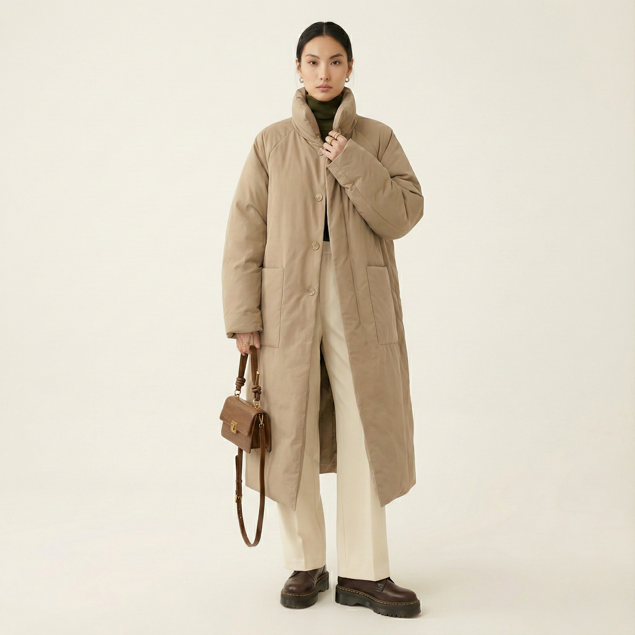 Camel Cloud Fortress Long Puffer Coat